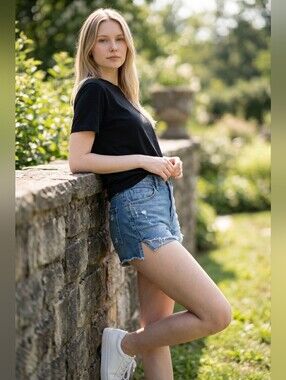Good American Good Curve Raw Hem Distressed Denim Shorts Size 10 High Rise